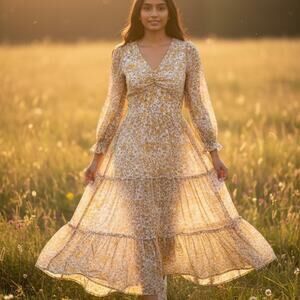 Sincerely Jules Dress. Midi floral cottage/prairie core size Med NWT